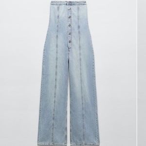 Strapless denim jumpsuit